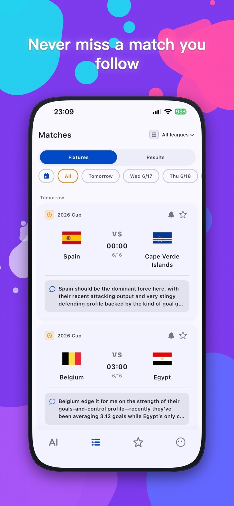 Nutmegly app fixtures screen